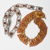 Red, Gold + Silver Tone Stone + Buddha Inset Hinged Jewelry Pieces