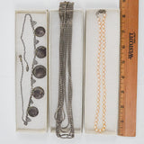 Metal + Faux Pearl Necklaces - Set of 3
