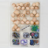 Round Wooden Beads + Shrinky Dink Charms in Organizing Case