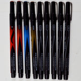 Black, Red, Blue + Brown Prismacolor Fine Line Marker Pens - Set of 9
