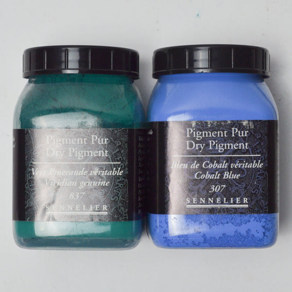 Cobalt Blue + Viridian Genuine Sennelier Dry Pigment - 2 Jars