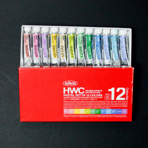 Holbein HWC Pastel Watercolors - 12 Tubes