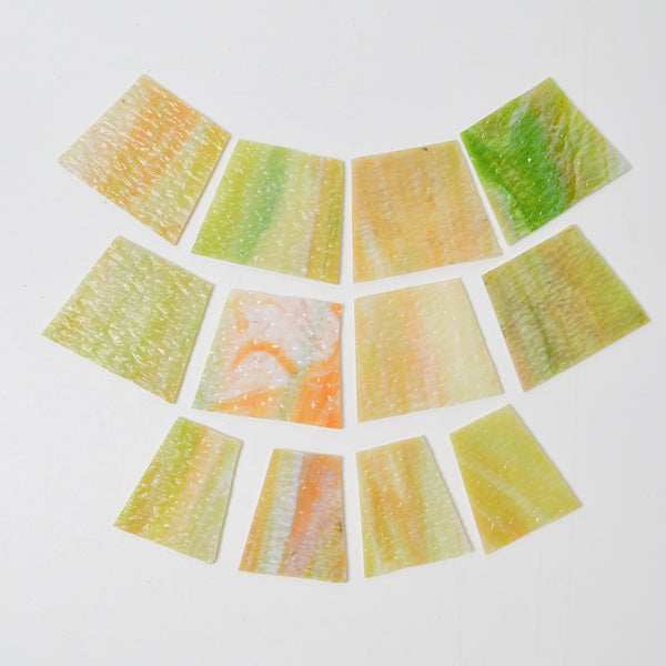 Green + Yellow Marbled Pre-Cut Stained Glass Pieces