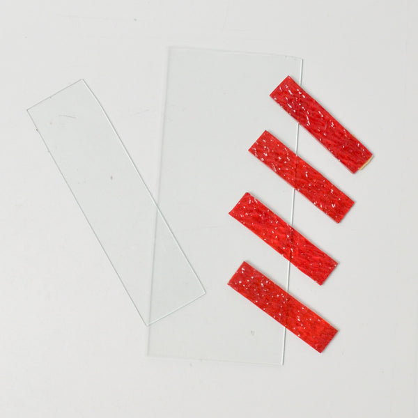 Clear + Red Stained Glass Sheet Pieces
