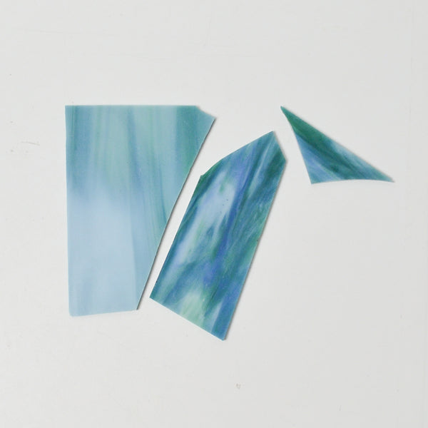 Blue + Green Stained Glass Sheet Pieces
