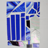 Blue and Clear Marbled + Iridescent Glass Pieces