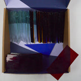 Blue, Red + Clear Stained Glass Rectangles + Triangles - Over 4 Lbs