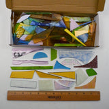 Purple, Yellow, Green, Blue + White Stained Glass Pieces