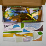 Purple, Yellow, Green, Blue + White Stained Glass Pieces