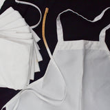 Plain White + Black Aprons - Set of 10