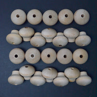 Unfinished Wooden Knobs with Hole -  Set of 24