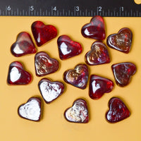 Heart Shaped Glass Pebbles - Set of 15