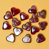 Heart Shaped Glass Pebbles - Set of 15