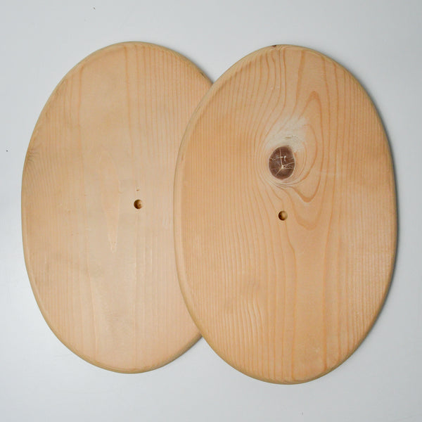 Oval Wooden Boards with Center Hole - Set of 2