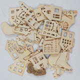 Flat Wooden Houses + Winter Shapes for Ornaments