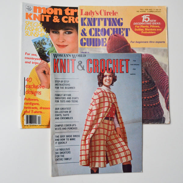 Vintage Knit + Crochet Magazines - Bundle of 3