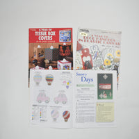Mobiles, Tissue Box Covers + Door Hangers Plastic Canvas Needlepoint Booklets - Set of 3
