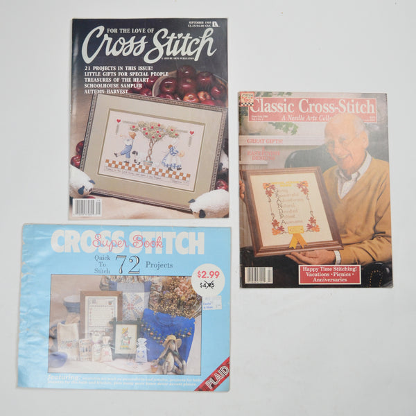 Vintage Cross Stitch Magazines + Booklets - Set of 3