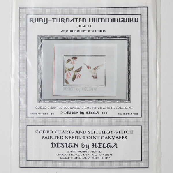 Ruby-Throated Hummingbird Design by Helga Charted Needlework Pattern
