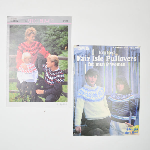 Fair Isle Pullovers Knitting Pattern Booklets - Set of 2