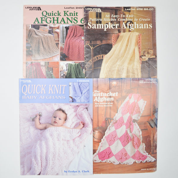 Afghan Knitting Pattern Booklets - Set of 4