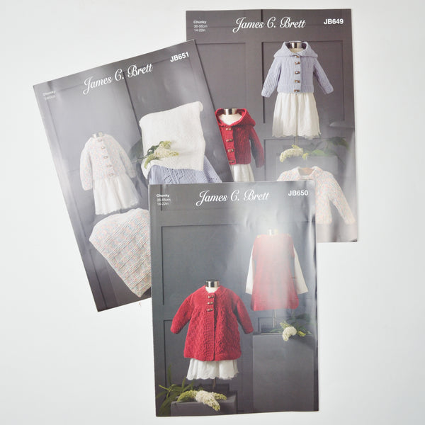 James C. Brett Children's Sweaters Knitting Pattern Booklets - Set of 3