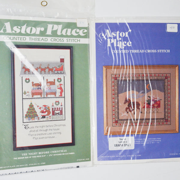 Astor Place Night Before Christmas + Snowmen Over the River Counted Cross Stitch Graph - Set of 2