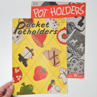Clarks Pot Holders No. 222 + Star Pocket Potholders Crochet Pattern Booklets - Set of 2