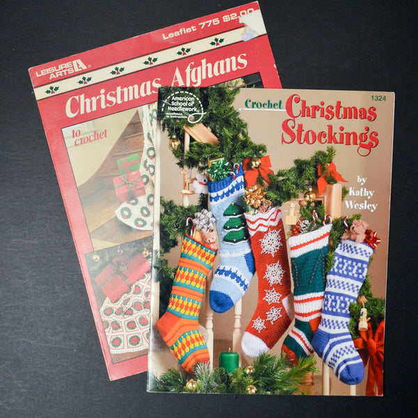 Christmas Stocking + Afghan Crochet Pattern Booklets - Set of 2