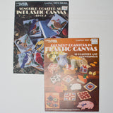 Leisure Arts Plastic Canvas Needlepoint Coasters Leaflets - Set of 2