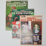 Leisure Arts Plastic Canvas Needlepoint Christmas Project Leaflets - Set of 3