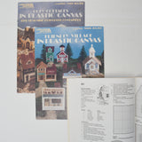 Plastic Canvas Needlepoint Christmas Village Booklets - Set of 3