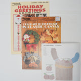 Plastic Canvas Needlepoint Holiday Decoration Booklets - Set of 3