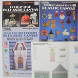 Leisure Arts Plastic Canvas Needlepoint Holiday Decoration Leaflets - Set of 4