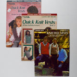Leisure Arts Vest Knitting Leaflets - Set of 3