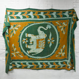 Green + Orange Elephant Print Cotton Wall Tapestry - 68" x 102"