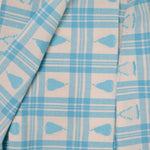 Blue + White Plaid with Pear Motif Jacquard Crisp Woven Fabric - 46" x 72"