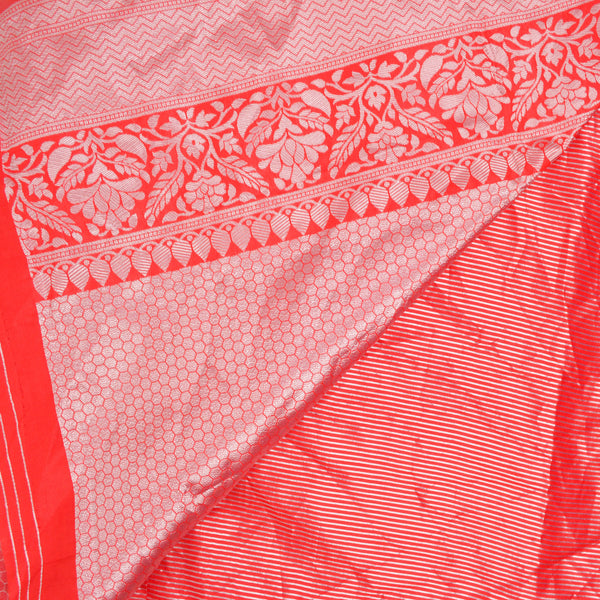 Red + Silver Silky Jacquard Border Woven Fabric - 46" x 228"