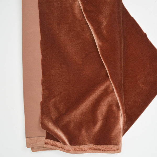 Brown Velvet Stretch Knit Fabric - 60" x 72"
