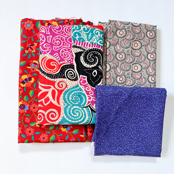 Colorful Printed Quilting Weight Woven Fabric Bundle