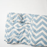 Light Blue + White Chevron Canvas Curtain Fabric with Hems - 50" x 104" Default Title
