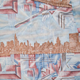 Blue + Red City Skyline Synthetic Knit Fabric - 54" x 60" Default Title