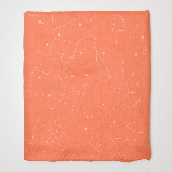 Orange + Faint Gold Constellation Print Quilting Cotton Fabric - 52" x 104" Default Title