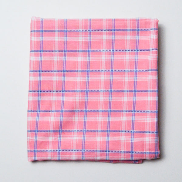 Pink Plaid Shirt Weight Woven Fabric- 36" x 62" Default Title