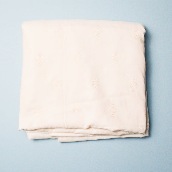 Sheer White Embroidered Lightweight Woven Fabric - 58" x 148"