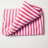 Pink, White + Silver Stripe Stretch Knit Fabric - 62" x 84"