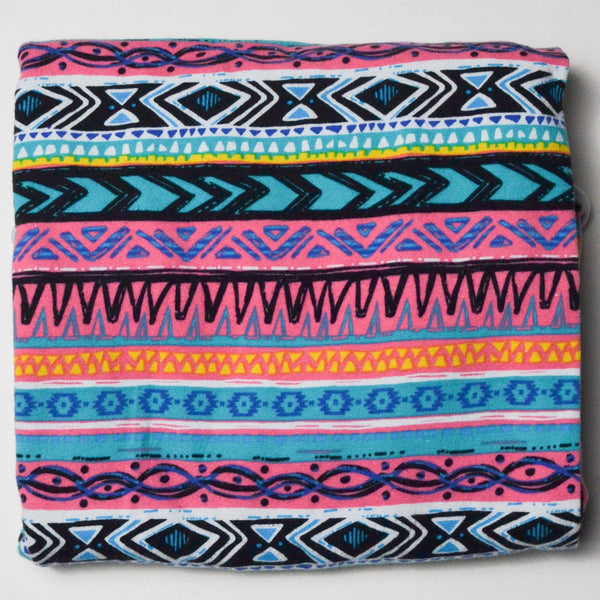 Colorful Patterned Striped Stretchy Knit Fabric - 40" x 43"