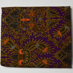 Purple + Brown Patterned Batik Woven Fabric - 44" x 92"