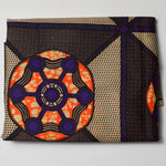 Purple, White + Orange Wax Print Woven Fabric - 42" x 68"