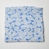 Blue + White Leaf Sheer Fabric - 33 x 68 with Hand-Basted Sheer